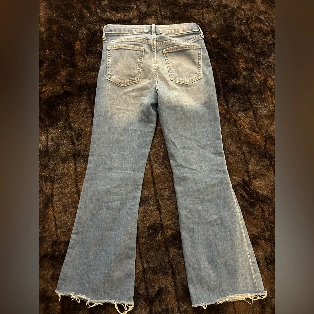 GAP Girls Size 12 ’70s Flare Jeans Raw Hem Stretch Denim